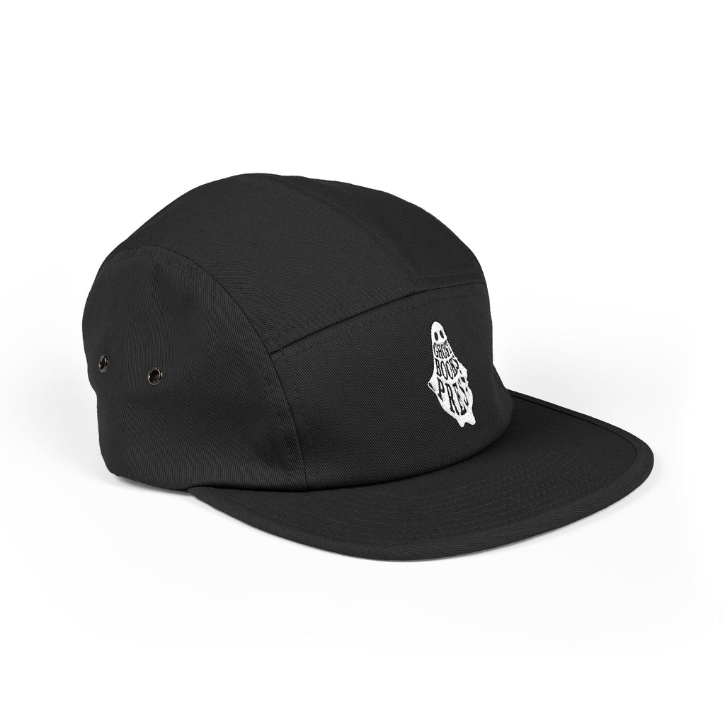 Embroidered Ghost Patch 5-Panel Cap — Minimal Skate/Streetwear Hat