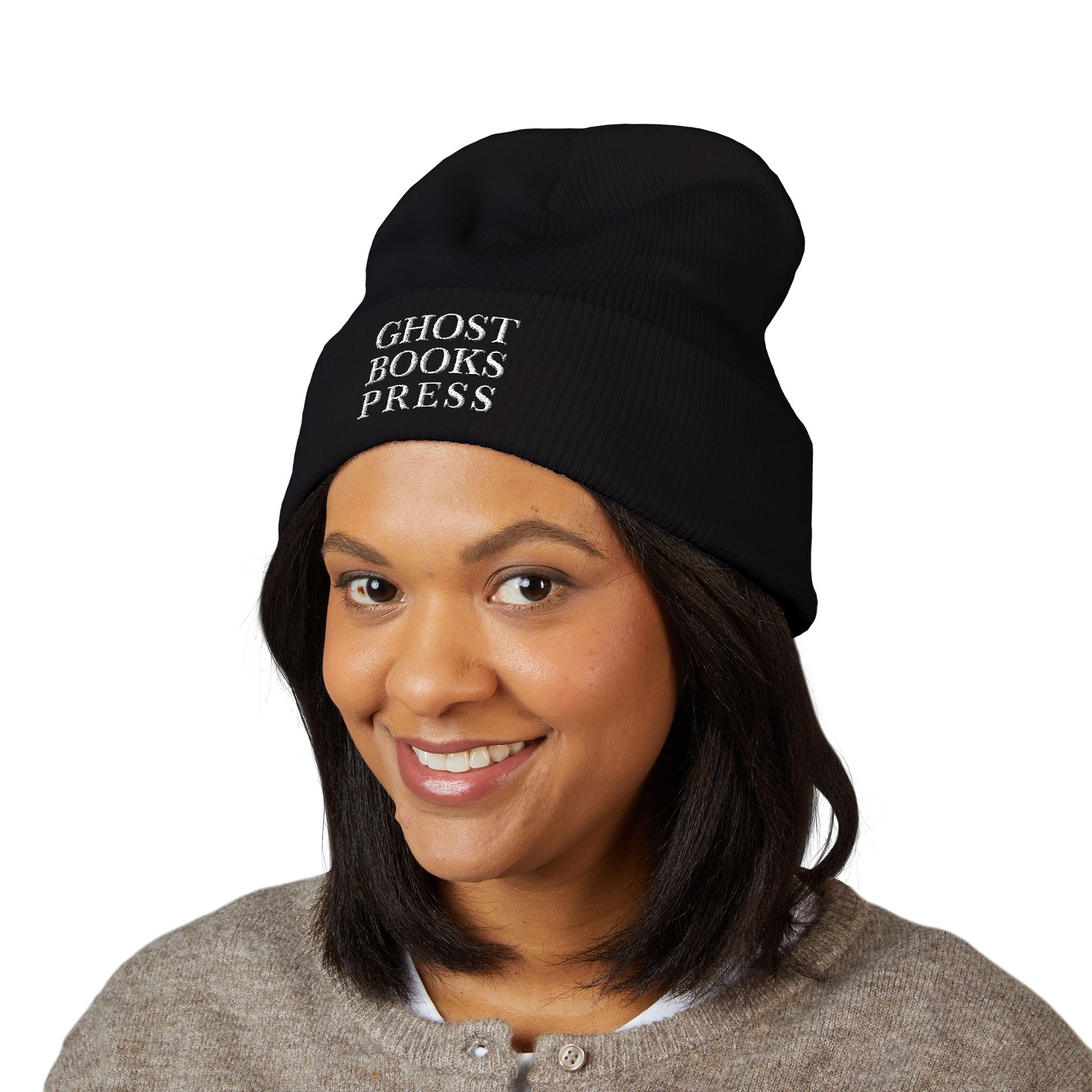 Ghost Books Press Embroidered Cuffed Beanie