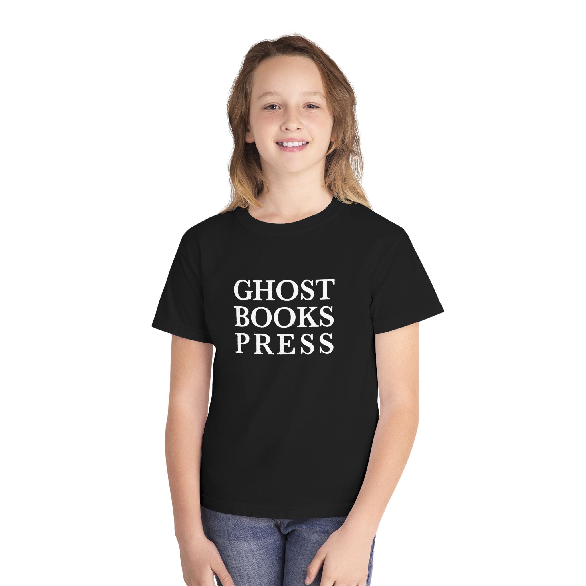 Ghost Books Press Youth T‑Shirt — Gothic Literary Logo Tee